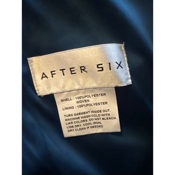 After Six Atlantic Blue Formal Gown Size 8R Off-The-Shoulder Slit Maxi Dress - Picture 4 of 8